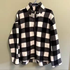 Old Navy Oversized 1/2 zip plaid flannel pull-over